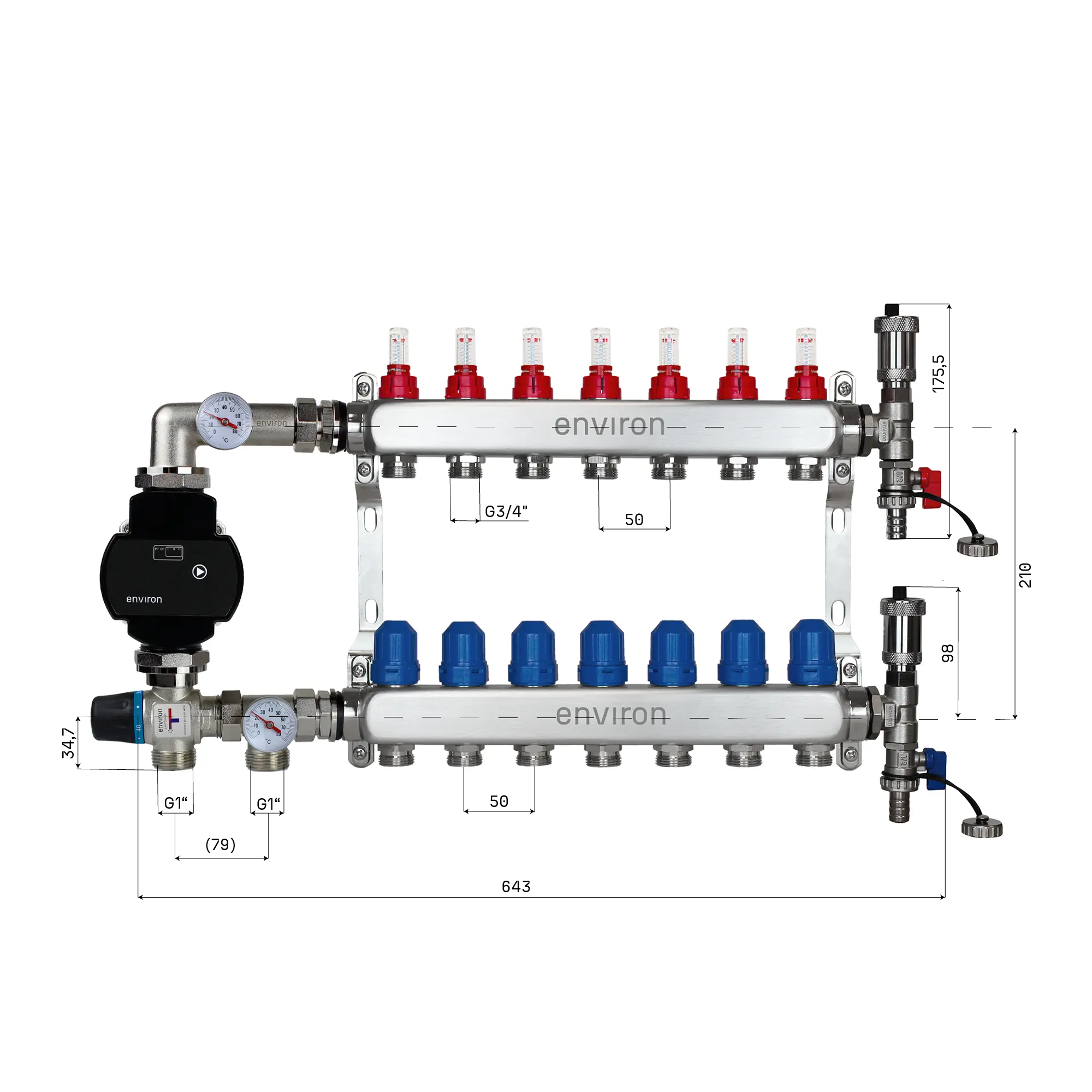 Festwertregelset M058 mit EcoStar II 25/6 Hocheffizienzpumpe und Heizkreisverteiler und Zubehör