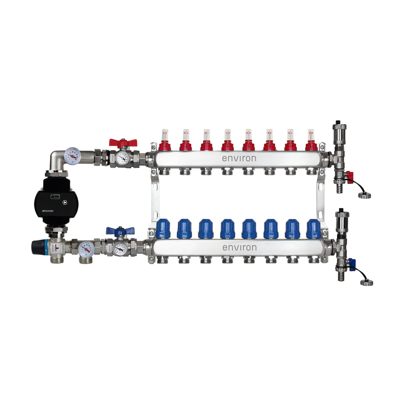 Kit de régulation à valeur fixe M058 avec pompe à haut rendement EcoStar 25/6 et collecteur de circuit de chauffage et accessoires