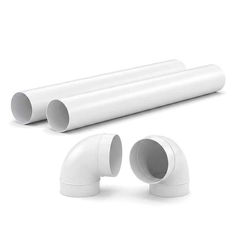 AquaBoost Luftkanal Set 150 – 2x Rohr 1 m, 2x Bogen 90°