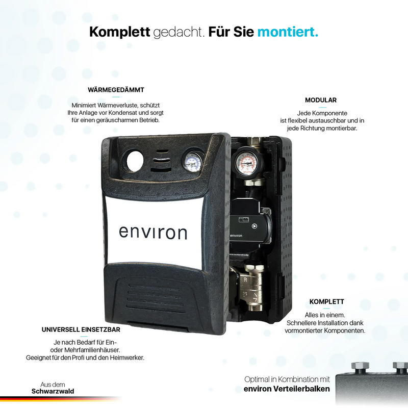 ProfiMix Heizkreispumpengruppe mit Drei-Wege-Mischer, Environ END05 Stellmotor und Environ EcoStar II 25/6 Hocheffizienzpumpe