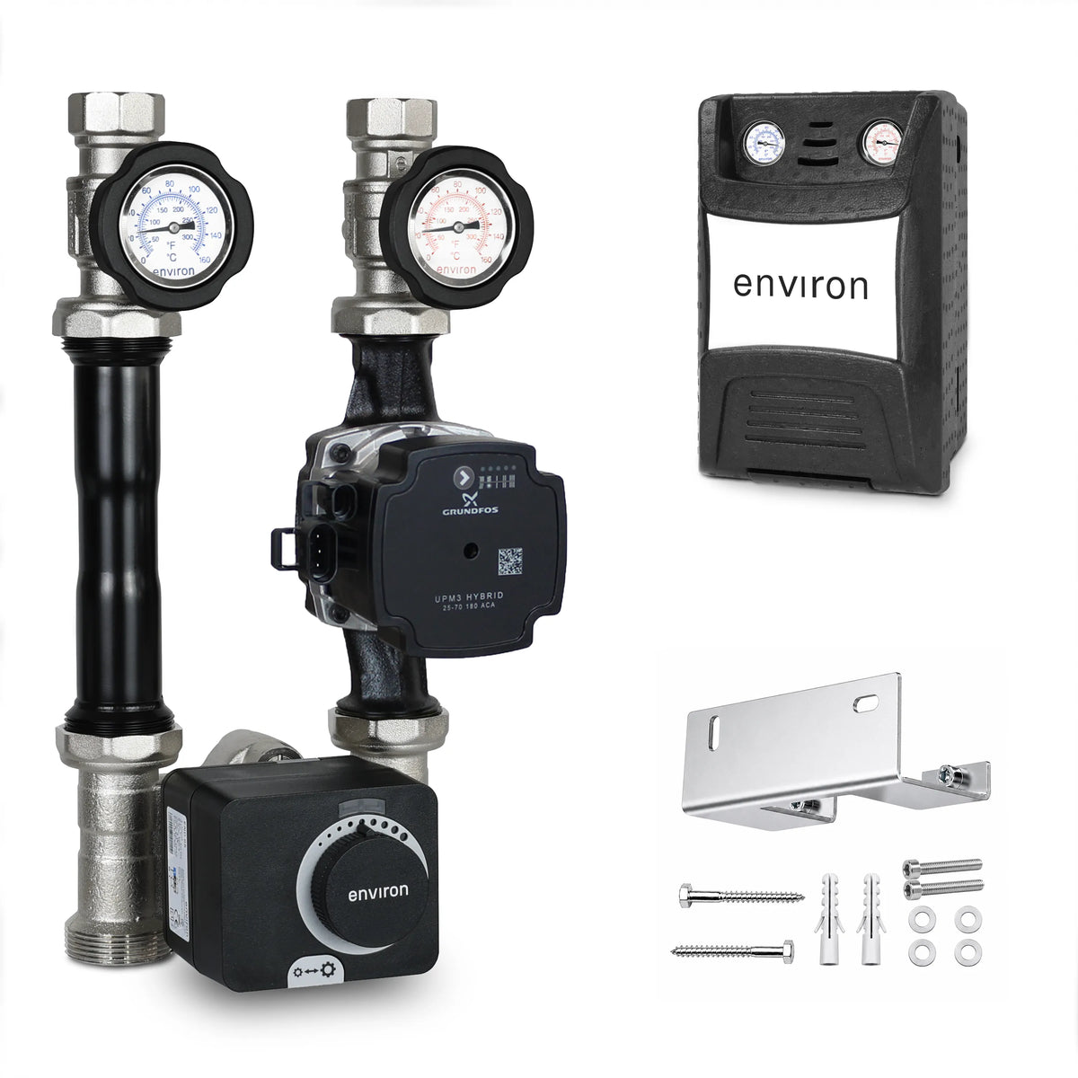 Grupo de bomba de circuito de calefacción ProfiMix con mezclador de tres vías, motor de accionamiento Environ END05 y Grundfos UPM3 S Auto 25/6
