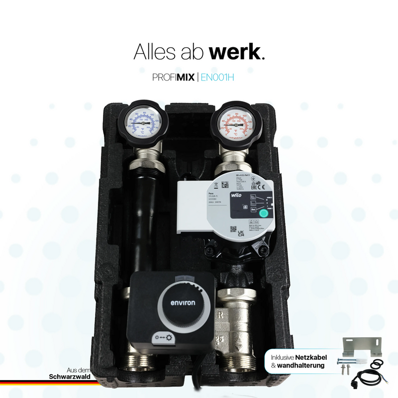 ProfiMix Heizkreispumpengruppe mit Drei-Wege-Mischer, Environ END05 Stellmotor und Wilo Para 25/6 Hocheffizienzpumpe