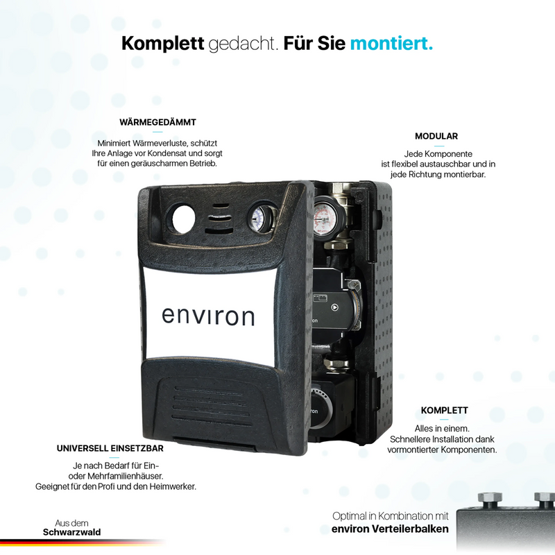 Gruppo pompa circuito riscaldamento ProfiMix con miscelatore a tre vie "T", attuatore Environ END05 e pompa ad alta efficienza EcoStar II 25/6