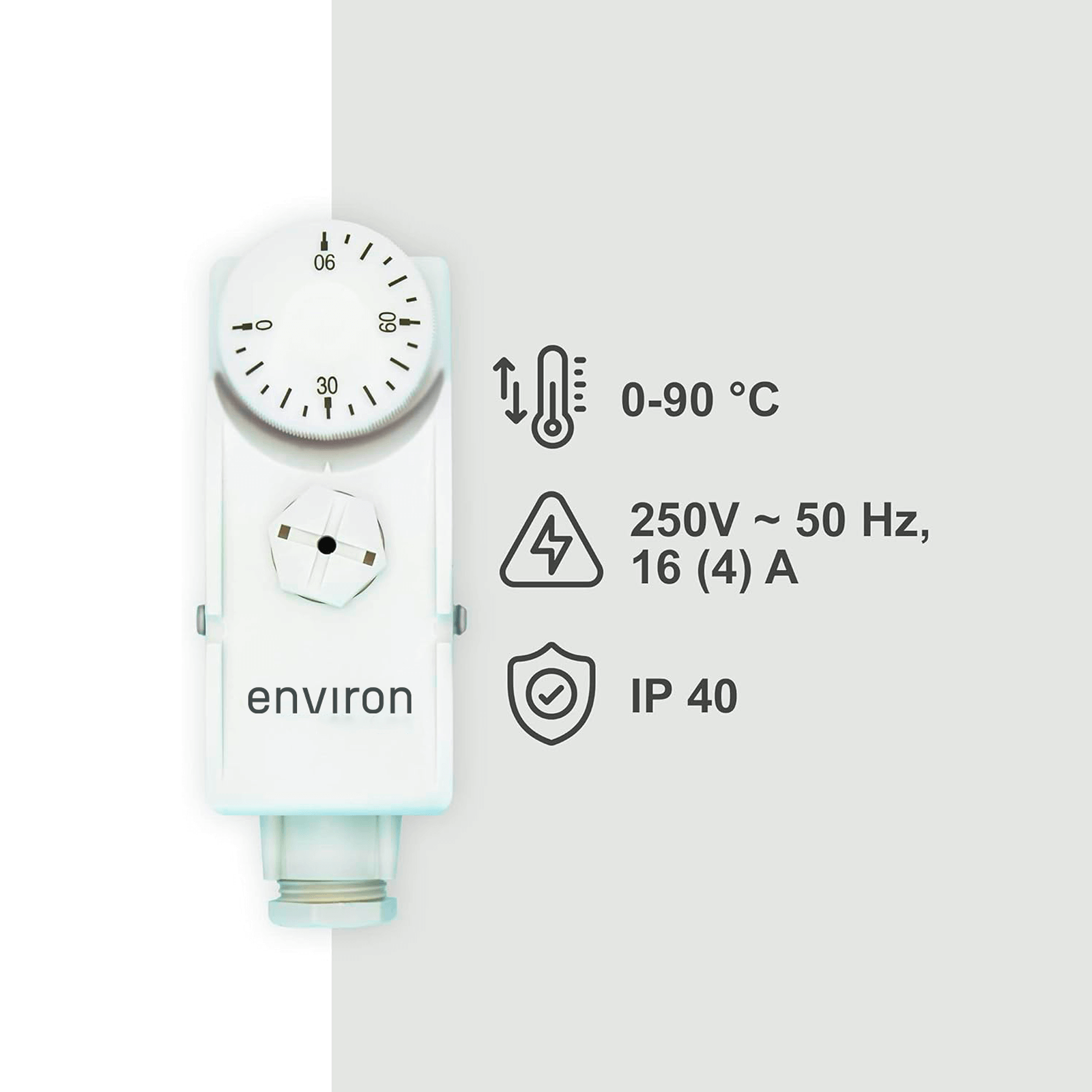 Tauchthermostat Regelbereich 0-90°C mit Tauchhülse 100mm