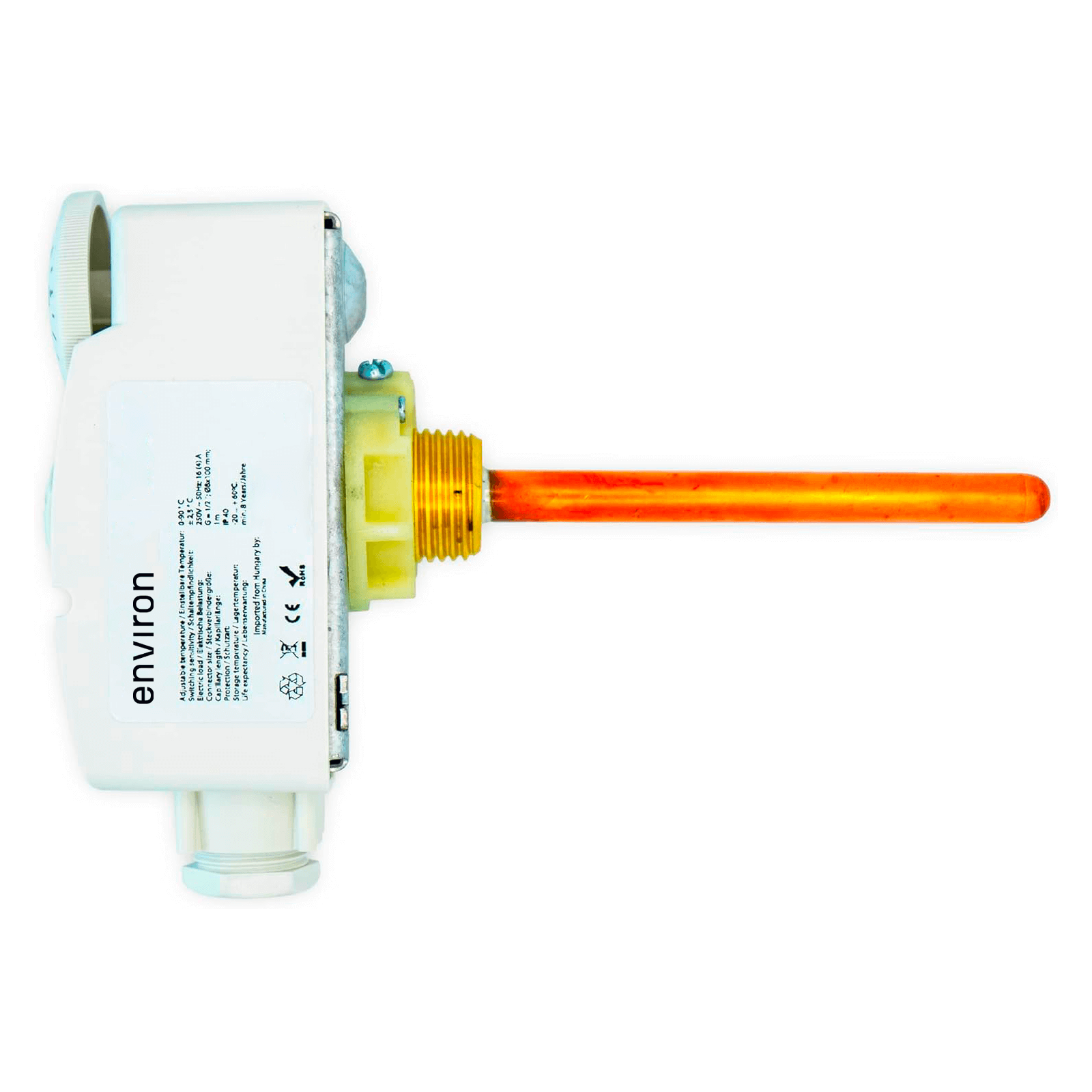 Tauchthermostat Regelbereich 0-90°C mit Tauchhülse 100mm