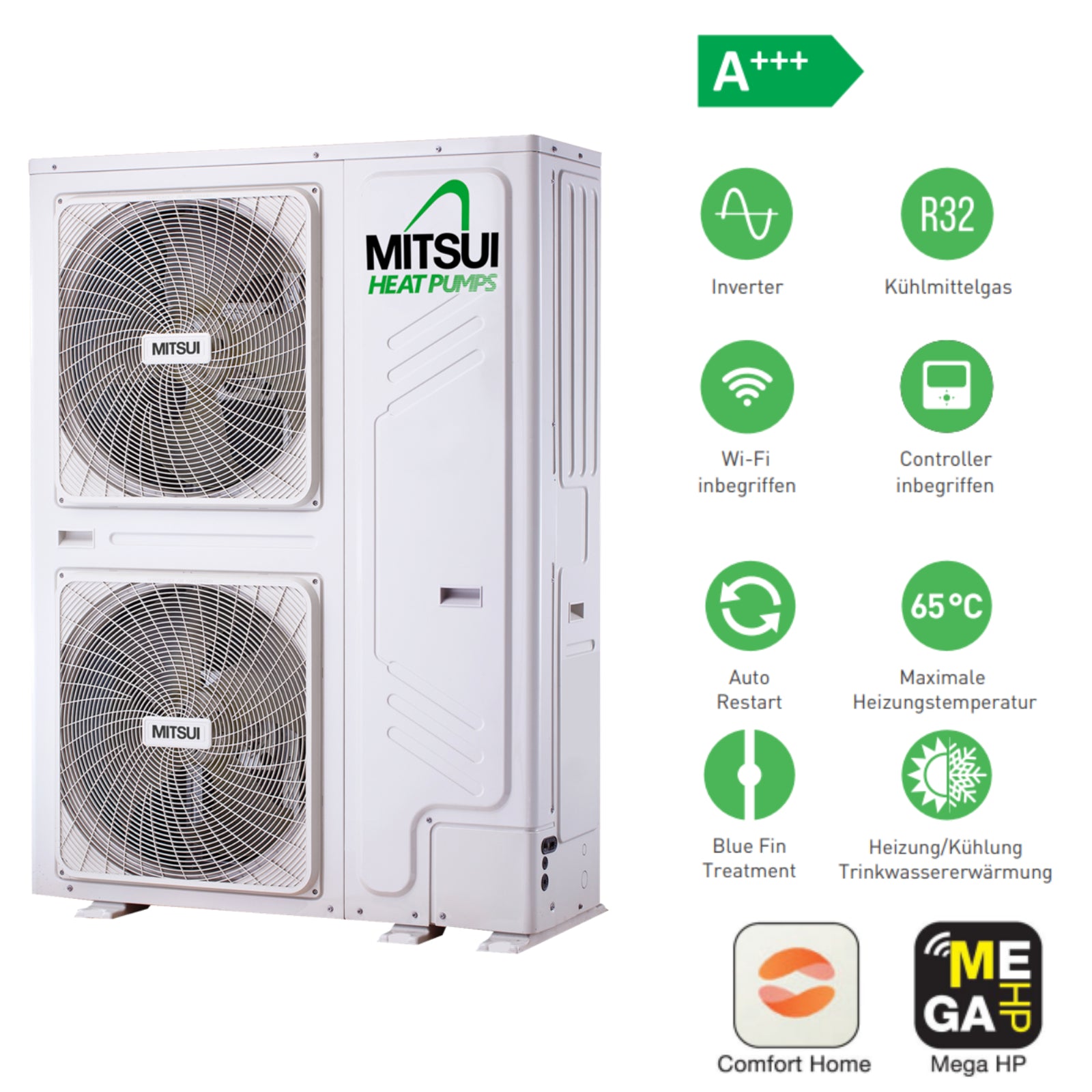 A+++ Wärmepumpe MHPA22RP24P3MI Monoblock 22 kW, gas R32, 380V + BAFA Förderung