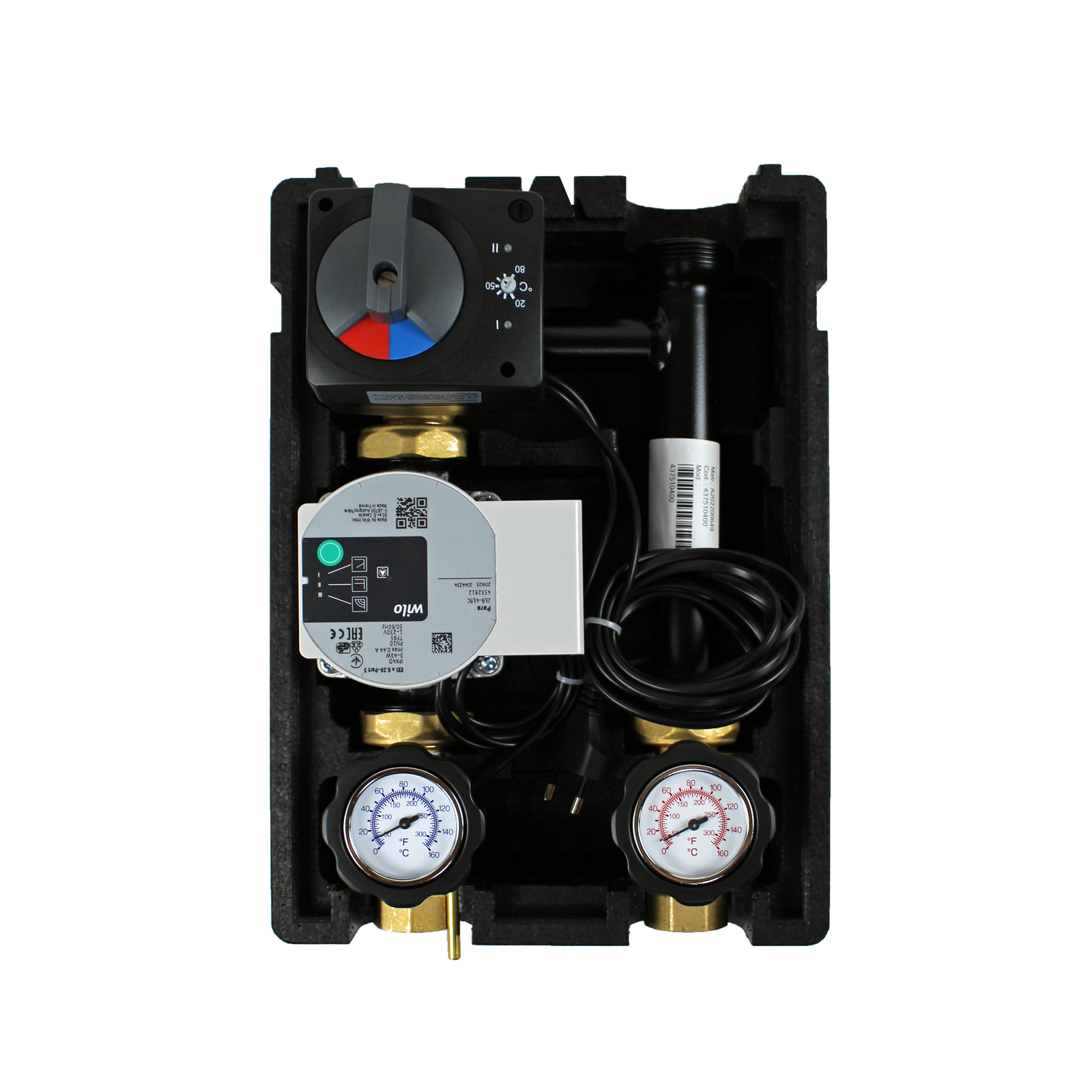 Thermoreflux X Rücklaufanhebung mit elektr. Stellmotor Elodrive 20-80°C Regler und Wilo Para 25/6 Hocheffizienzpumpe