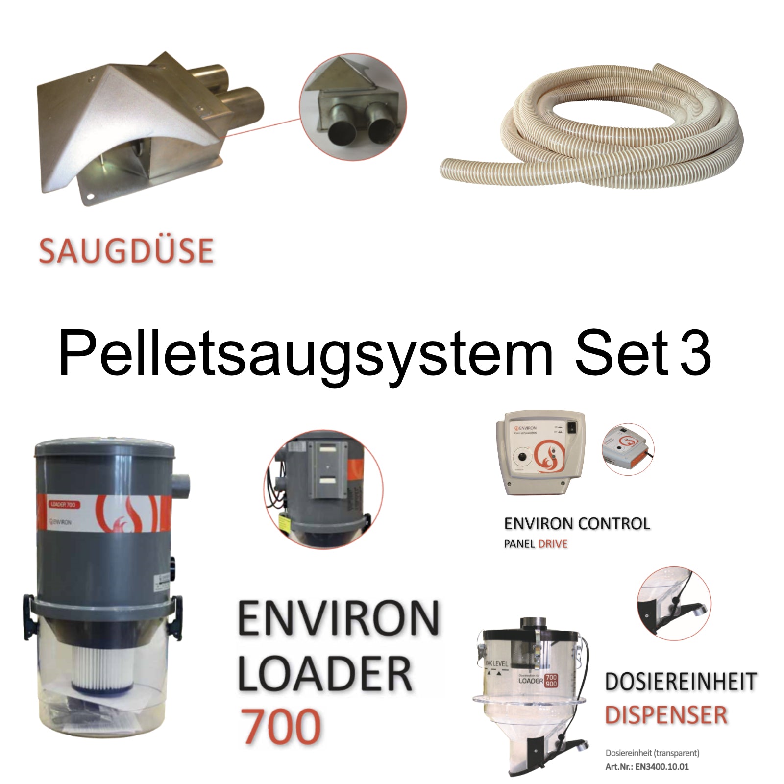 Environ Pelletsaugsystem Set 3 - Pellet entnahme durch Saugdüse