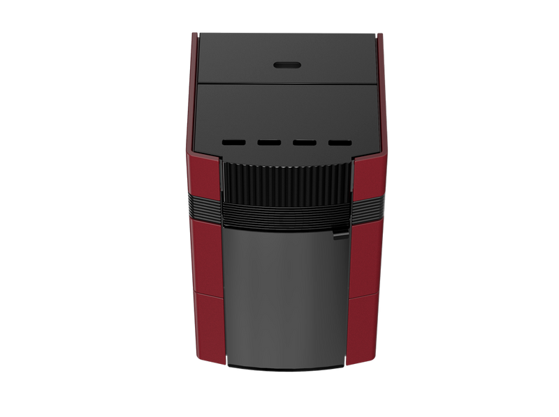 A++ Woody wasserführender Pelletofen 18 kW mit Bordeaux roter Keramikverkleidung