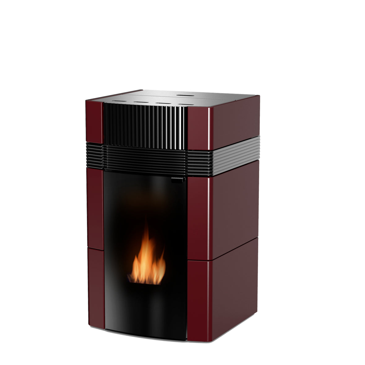 Poêle à granulés aqueux Woody A++ 18 kW avec revêtement en céramique rouge Bordeaux