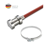 Sensore di temperatura a contatto in silicone fino a 250°C con fascetta metallica – NTC10K / PT1000, Made in Germany